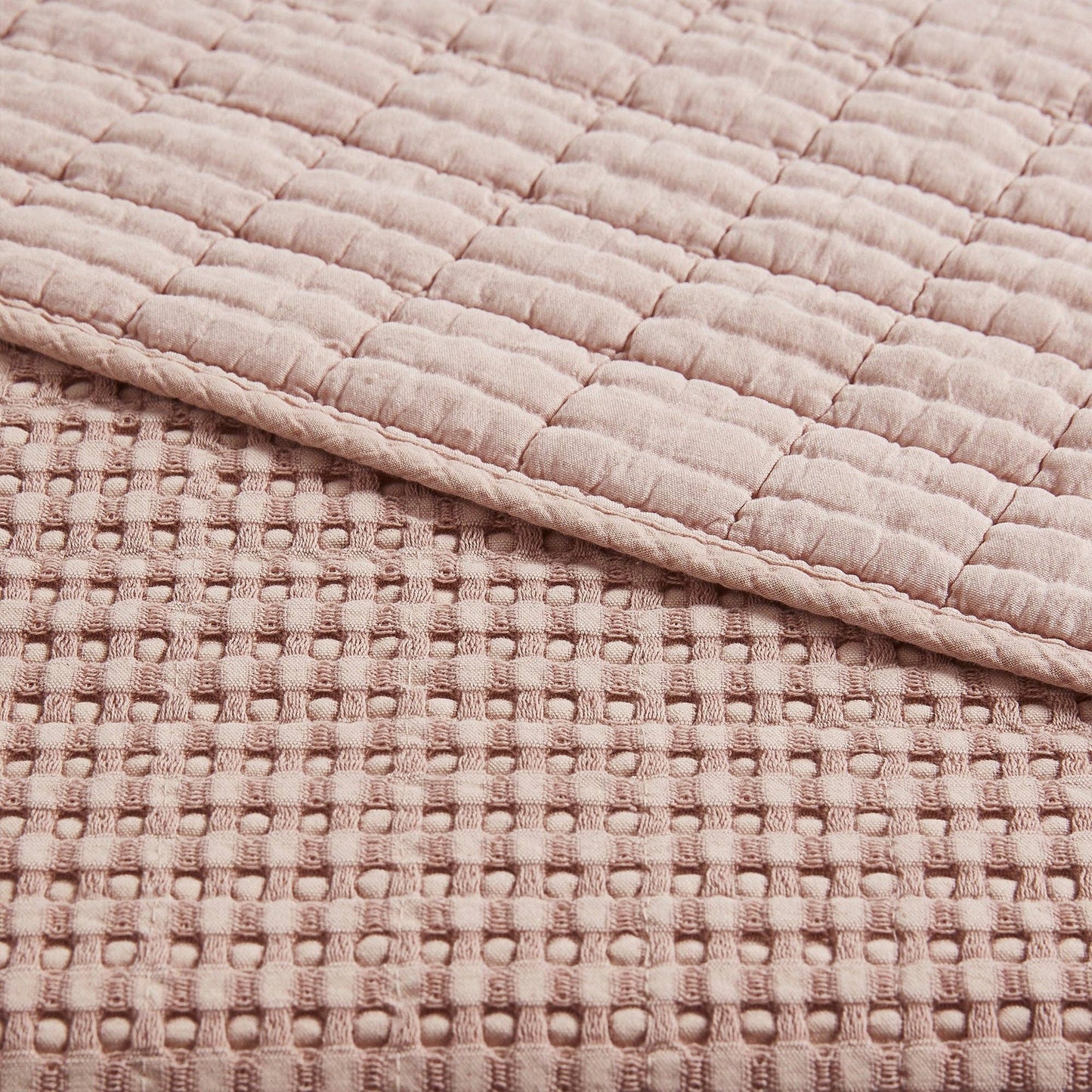 Mills Waffle Quilted Throw: Blush