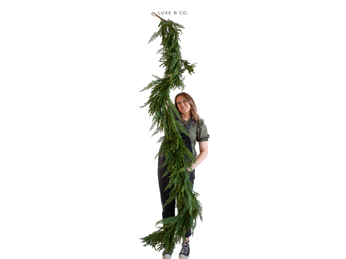 Luxe Norfolk & Cypress Mix Real Touch Faux Christmas Garland 9ft
