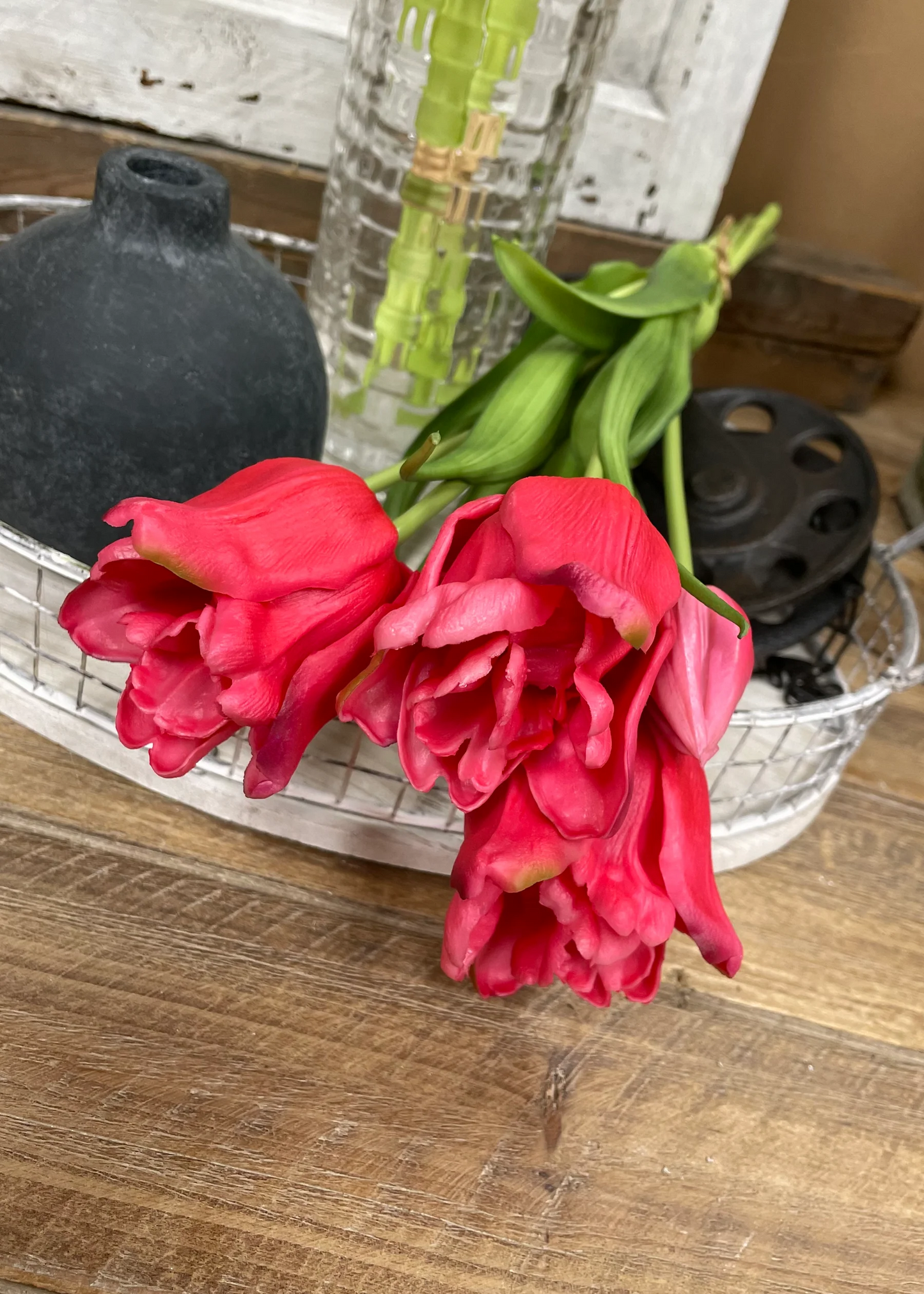 18" Fresh Touch Ruffled Rose Parrot Tulip Bundle