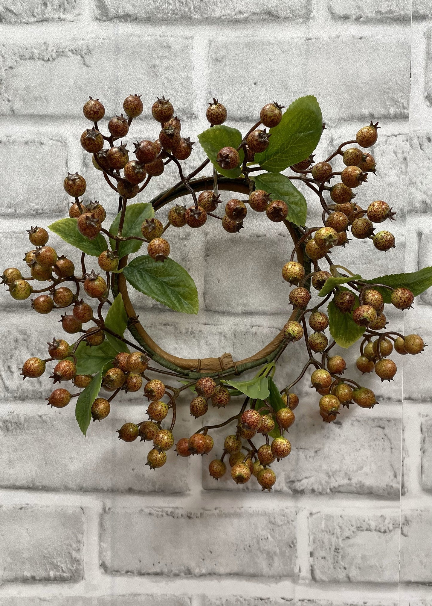 Fall Berry Candle Ring 4.5" Inside Dim, 9" Outside Dim
