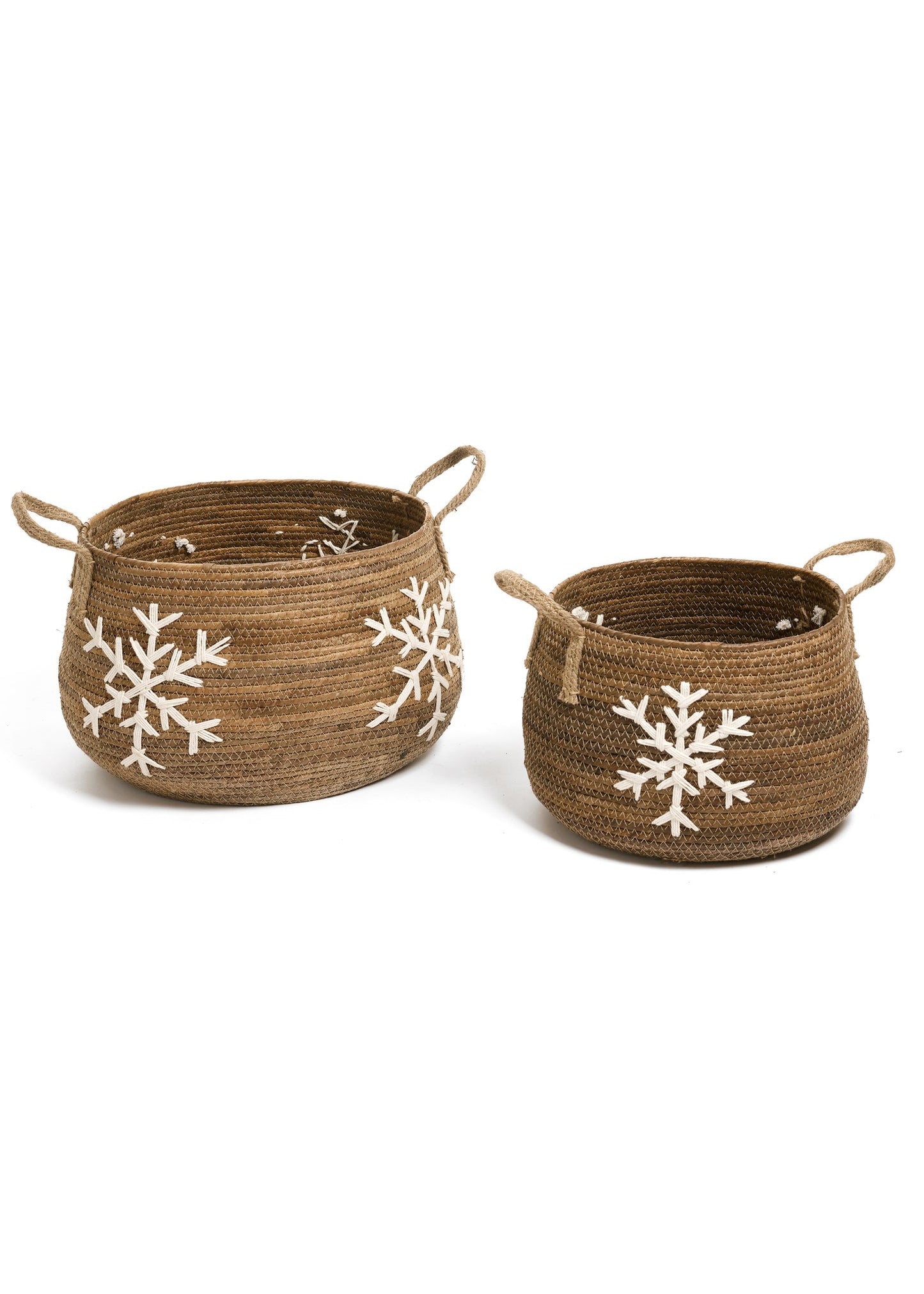 Snowflake Banana Leaf Basket - Set Of 2