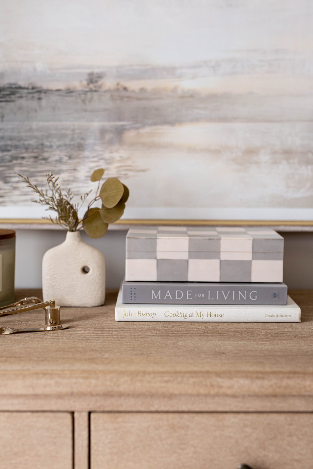 Checkered Gray & White Resin Decor Box