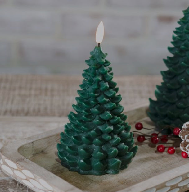 6” Green LED Wax Tree Candle
