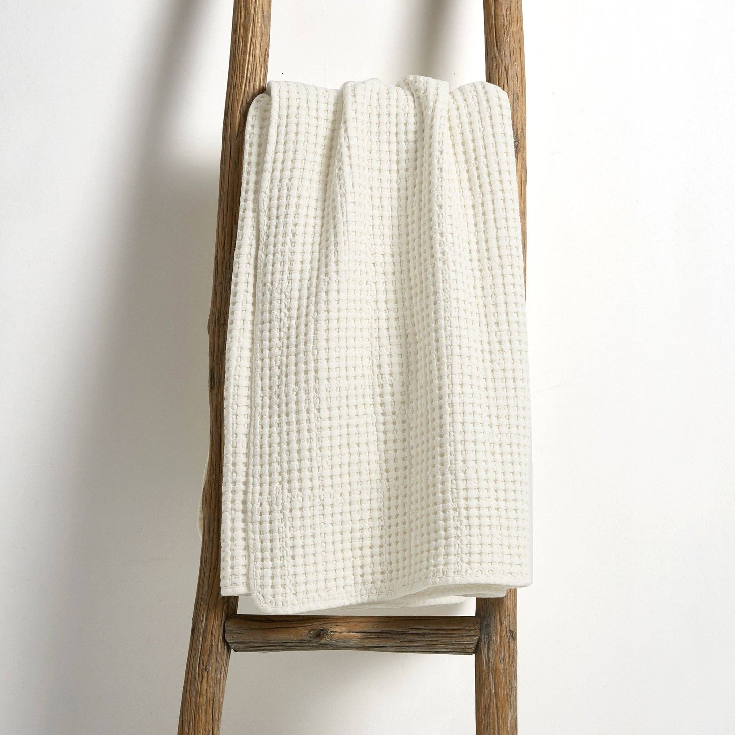 Mills Waffle Quilted Throw: Cream