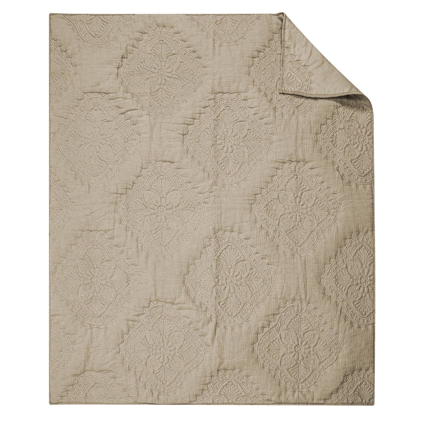 Muslin Stitch Quilted Throw: Taupe