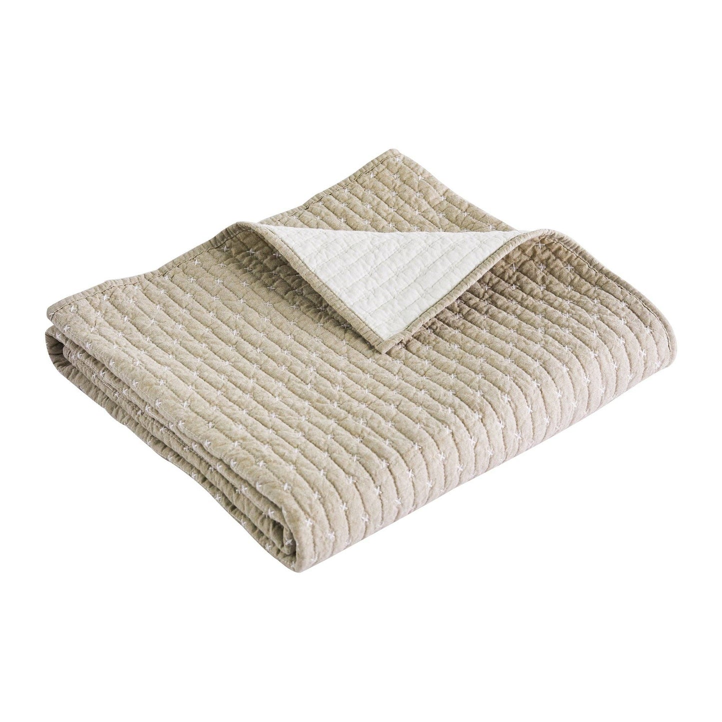 Cross Stitch Quilted Throw: Taupe