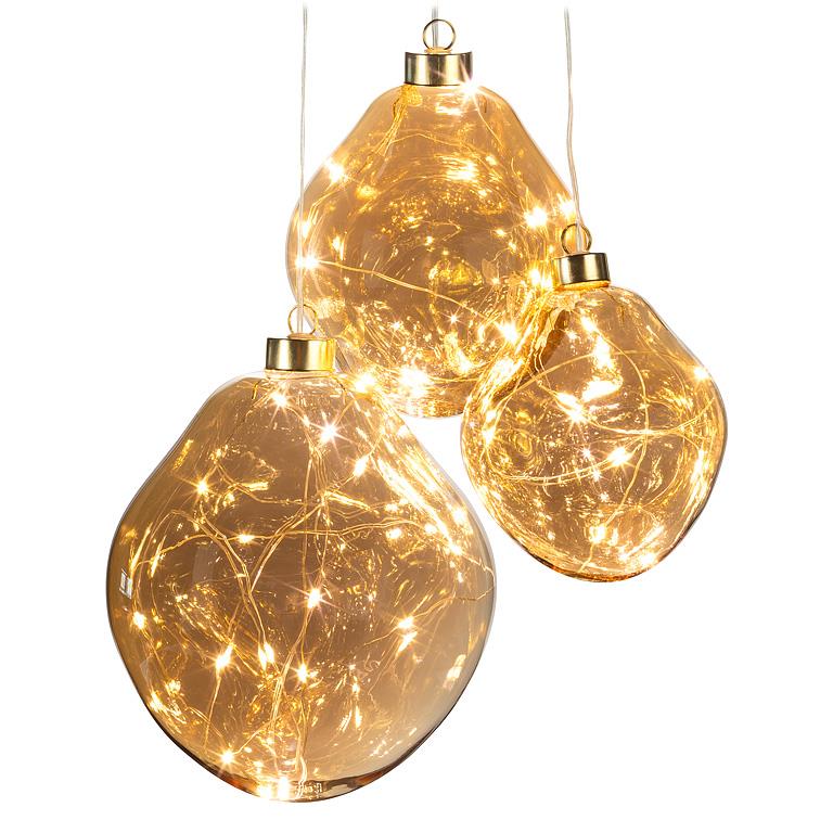 Lg Organic Ball Orn w/LED-Gold-6"H