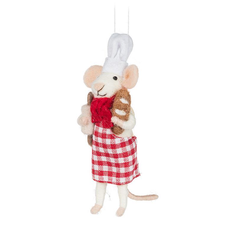 Mouse Holiday Ornament - Pastry Chef - 6"H
