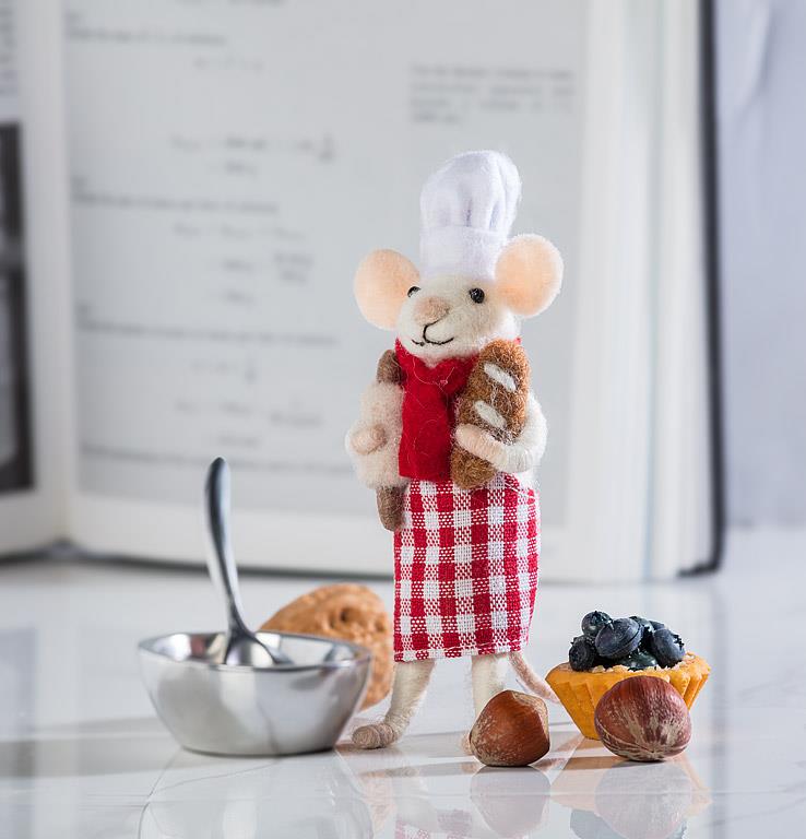 Mouse Holiday Ornament - Pastry Chef - 6"H