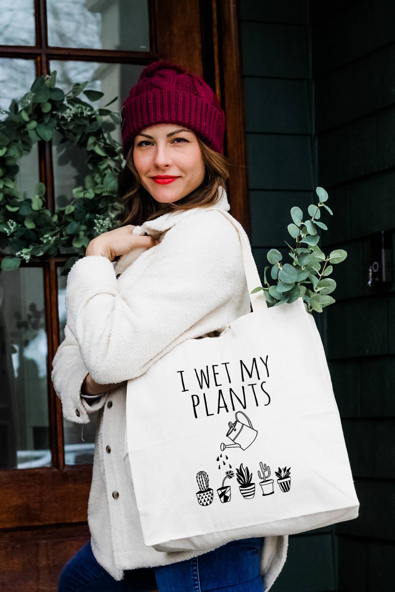 I Wet My Plants - Funny Canvas Tote Bags - Plant Humor