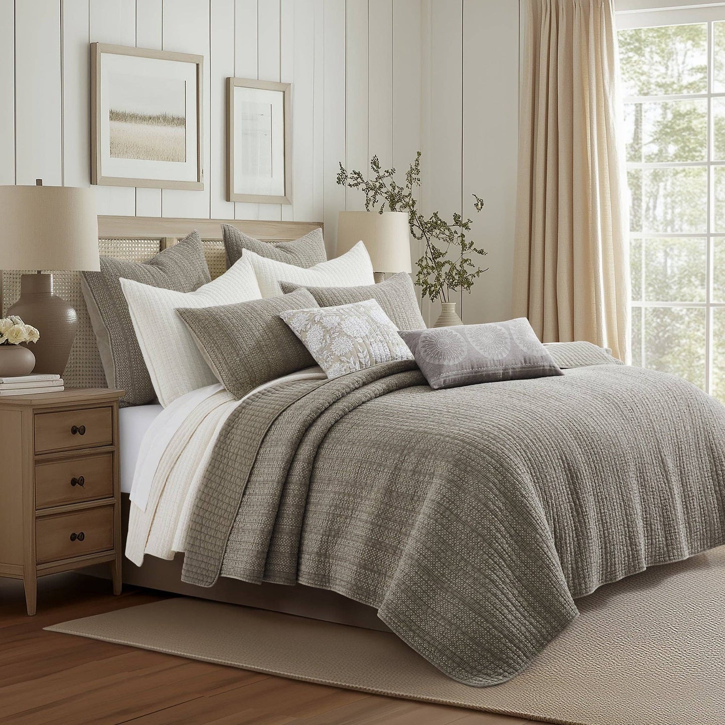 Loden Quilt Set: Taupe / Full/Queen