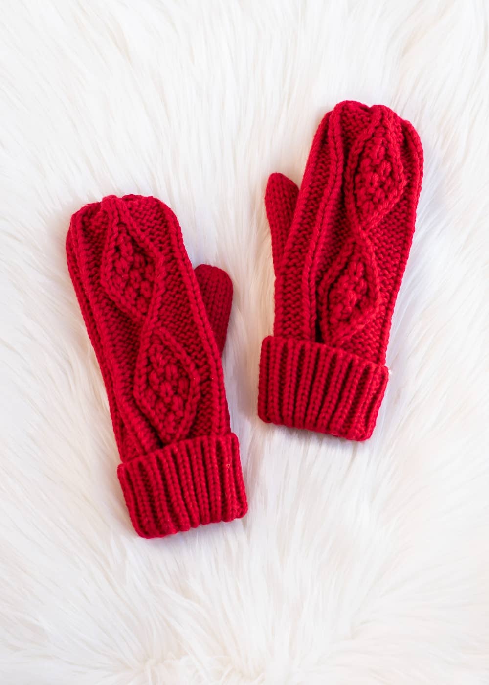 Red Cable Knit Mittens