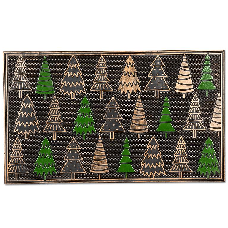 Rows of Christmas Trees Doormat-Copper/Grn-18x30"L