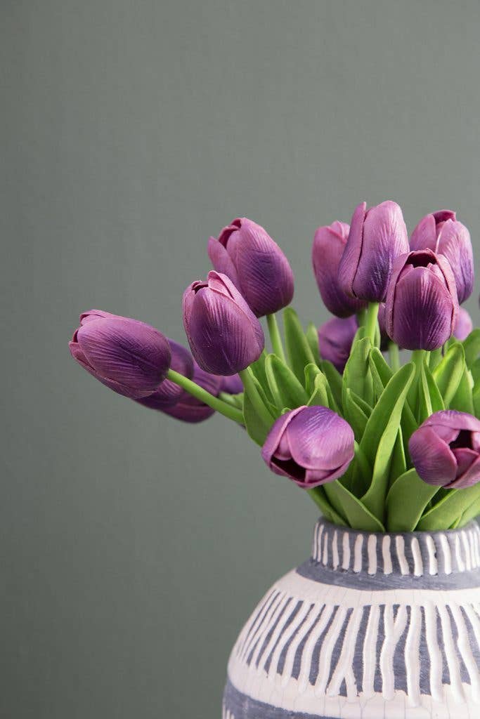 Real Touch Tulip 9-Stem Bundle, Purple