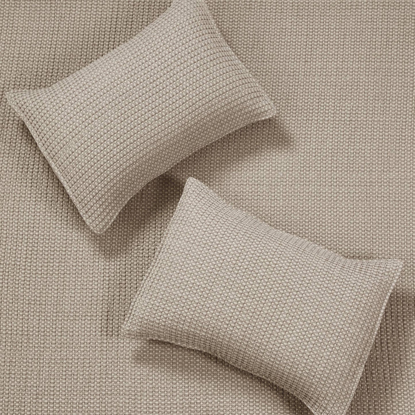 Mills Waffle Quilt Set: Taupe