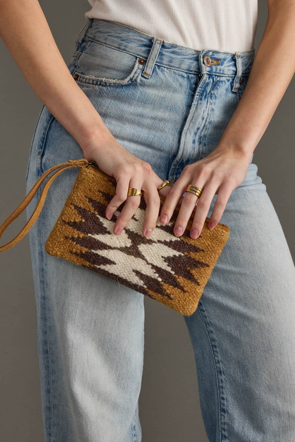 Tan, Brown & Cream Western Wristlet