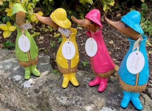 Carved Hand Painted Adorable Rain Coat Ducks
