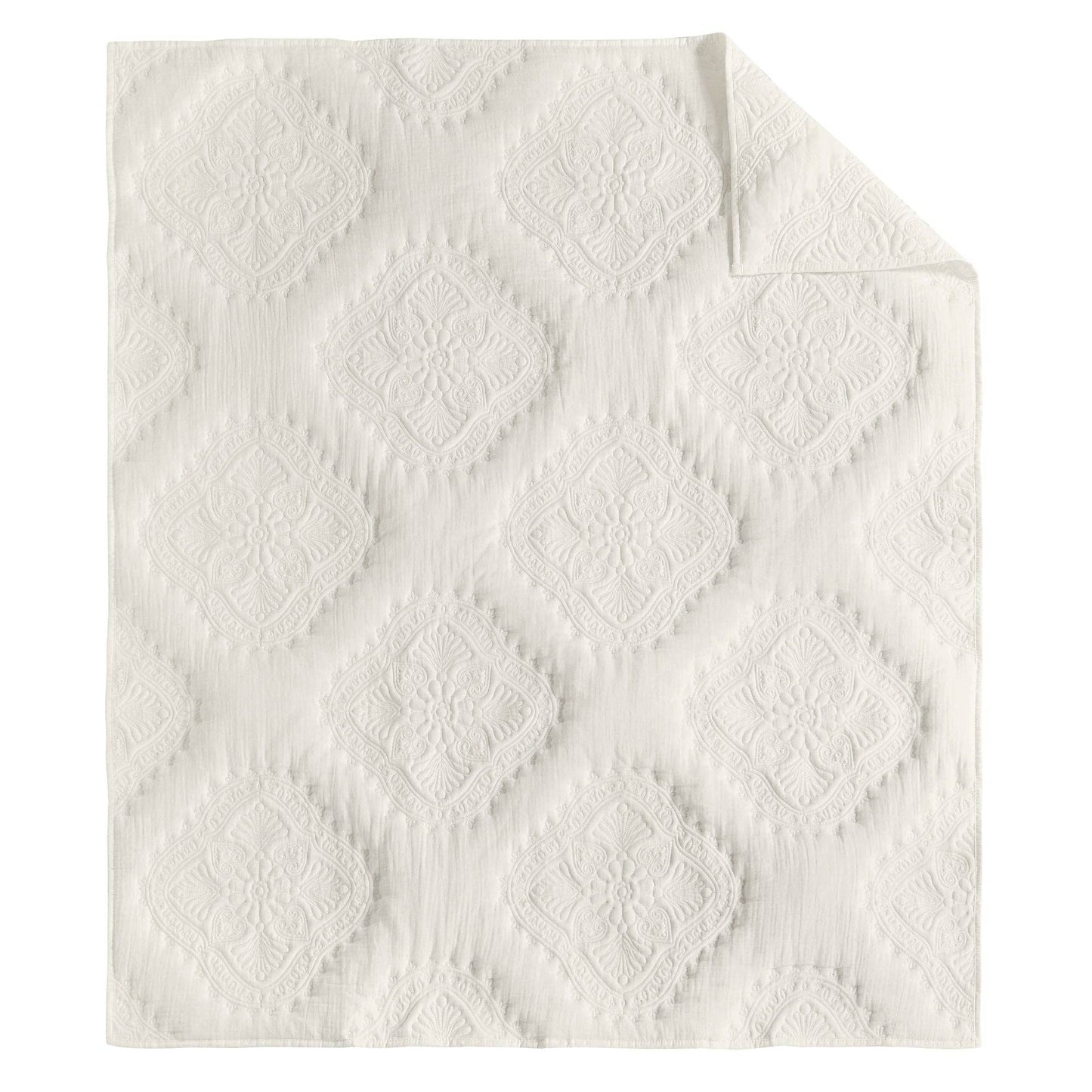 Muslin Stitch Quilted Throw: Cream