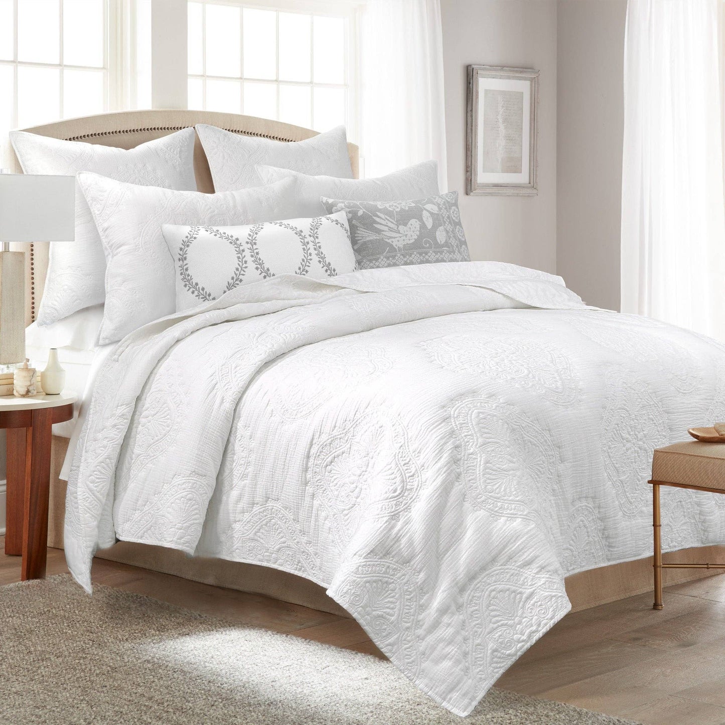 Muslin Stitch Quilt Set: White