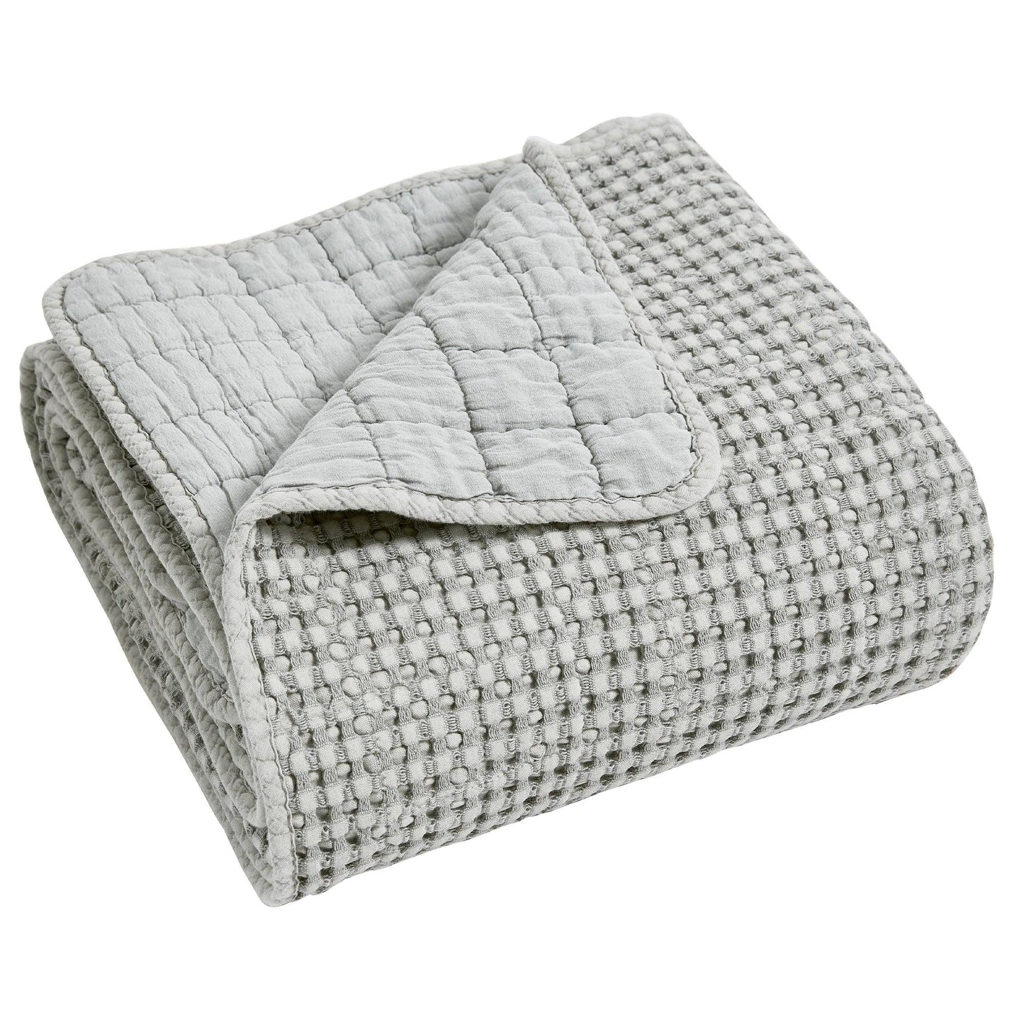 Mills Waffle Quilted Throw: Grey