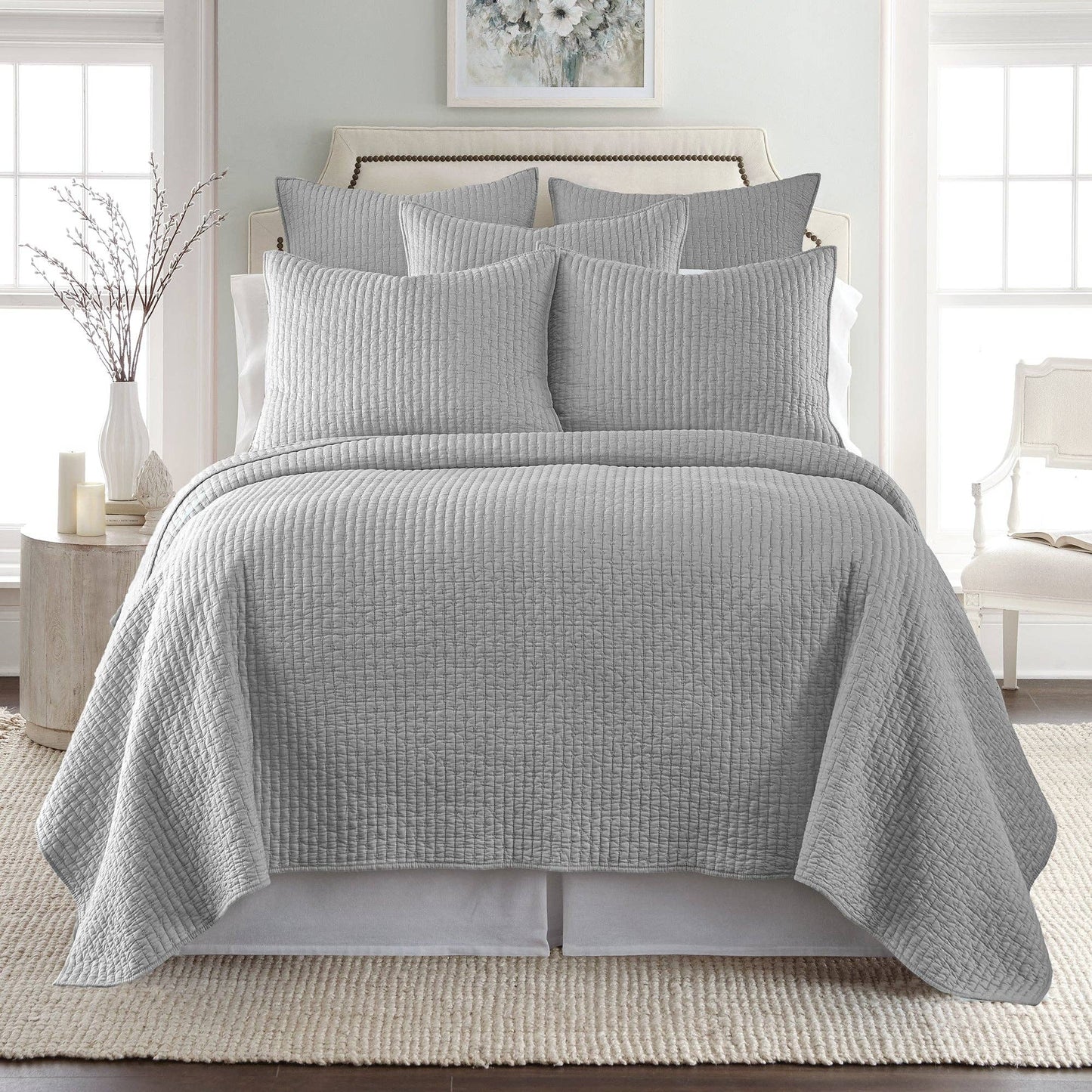Cross Stitch Quilt Set: Taupe