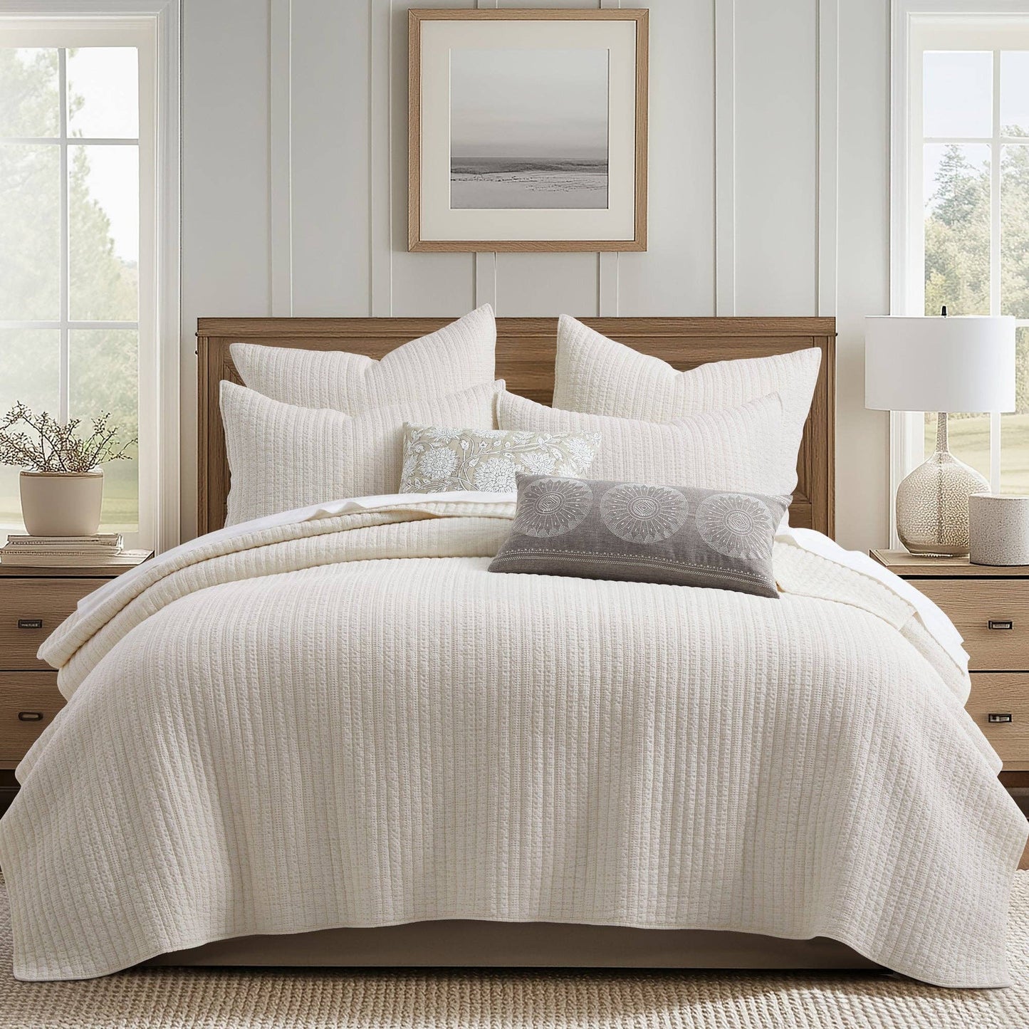 Loden Quilt Set: Cream / King/Cal King