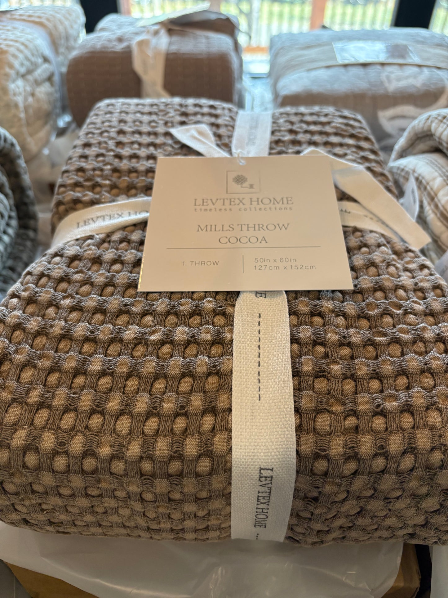 Mills Waffle Quilted Throw: Cocoa