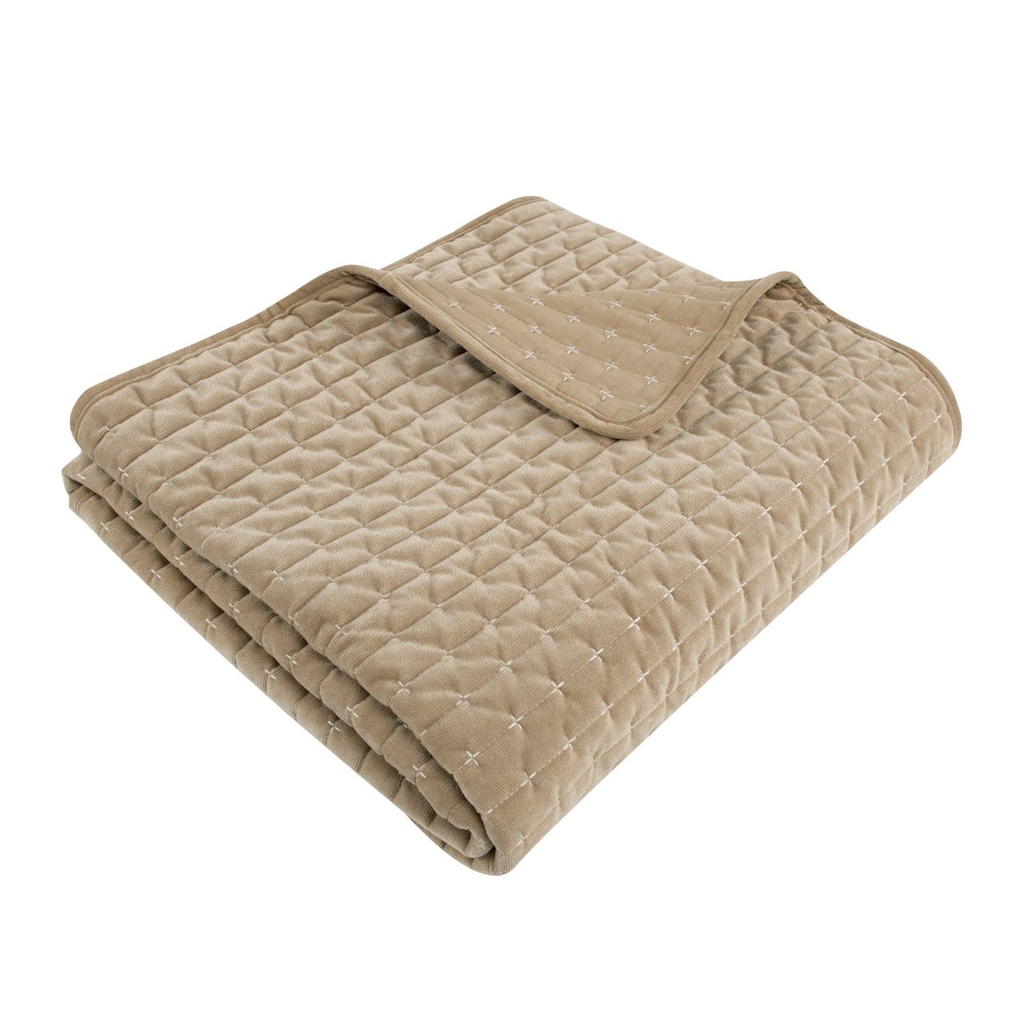 Velvet Stitch Quilted Throw: Taupe