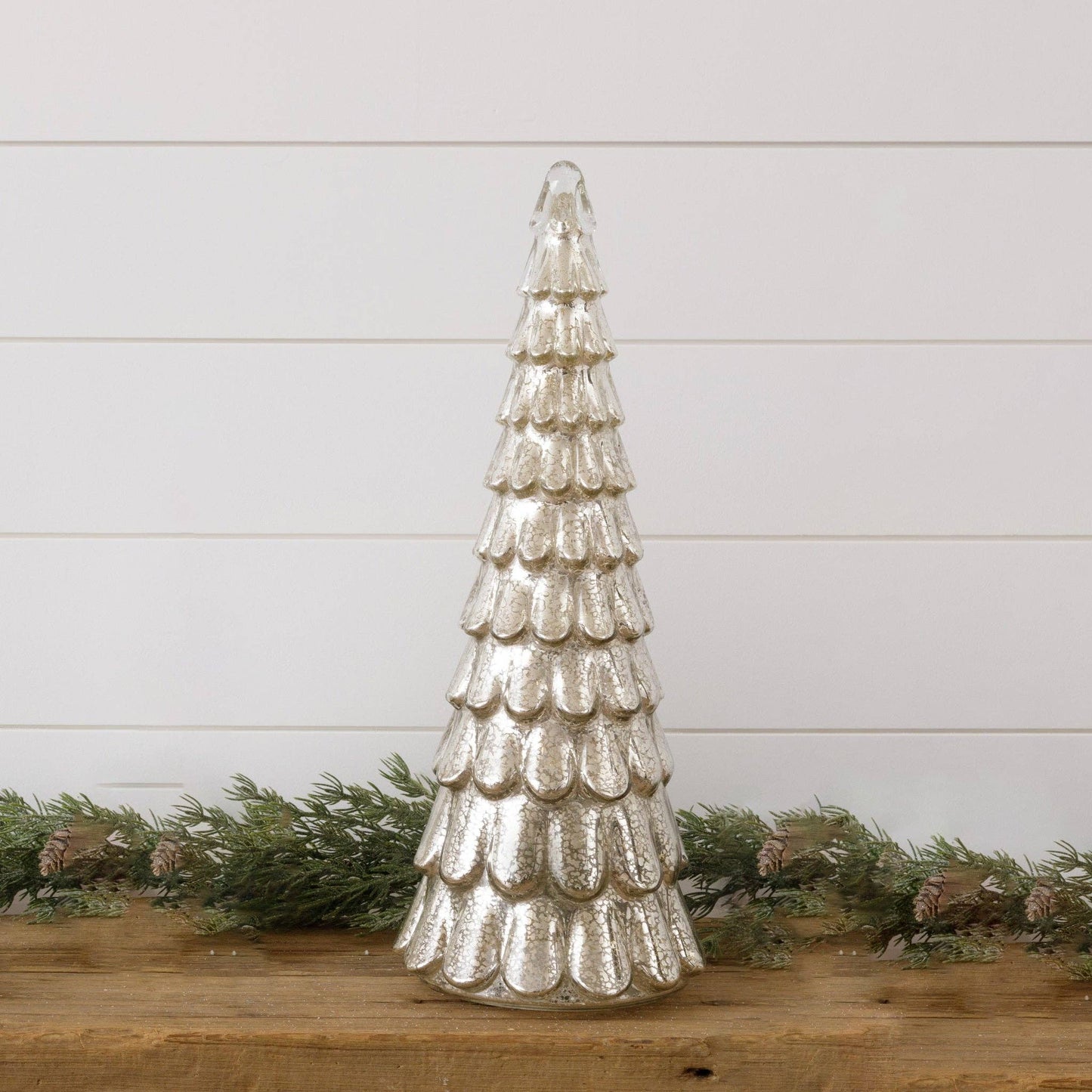 Lighted Mercury Glass Tree, 17 Inch