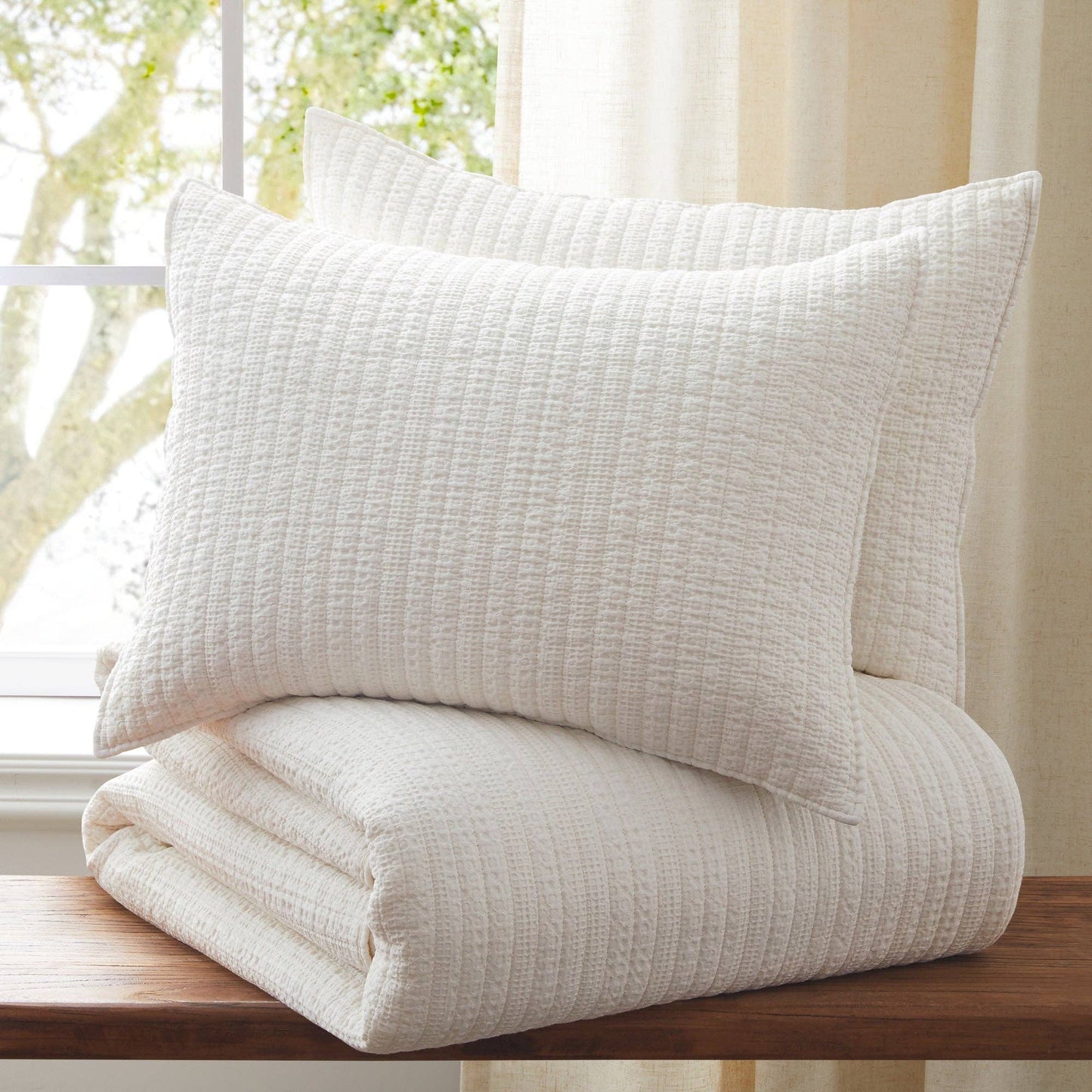 Loden Quilt Set: Cream / King/Cal King