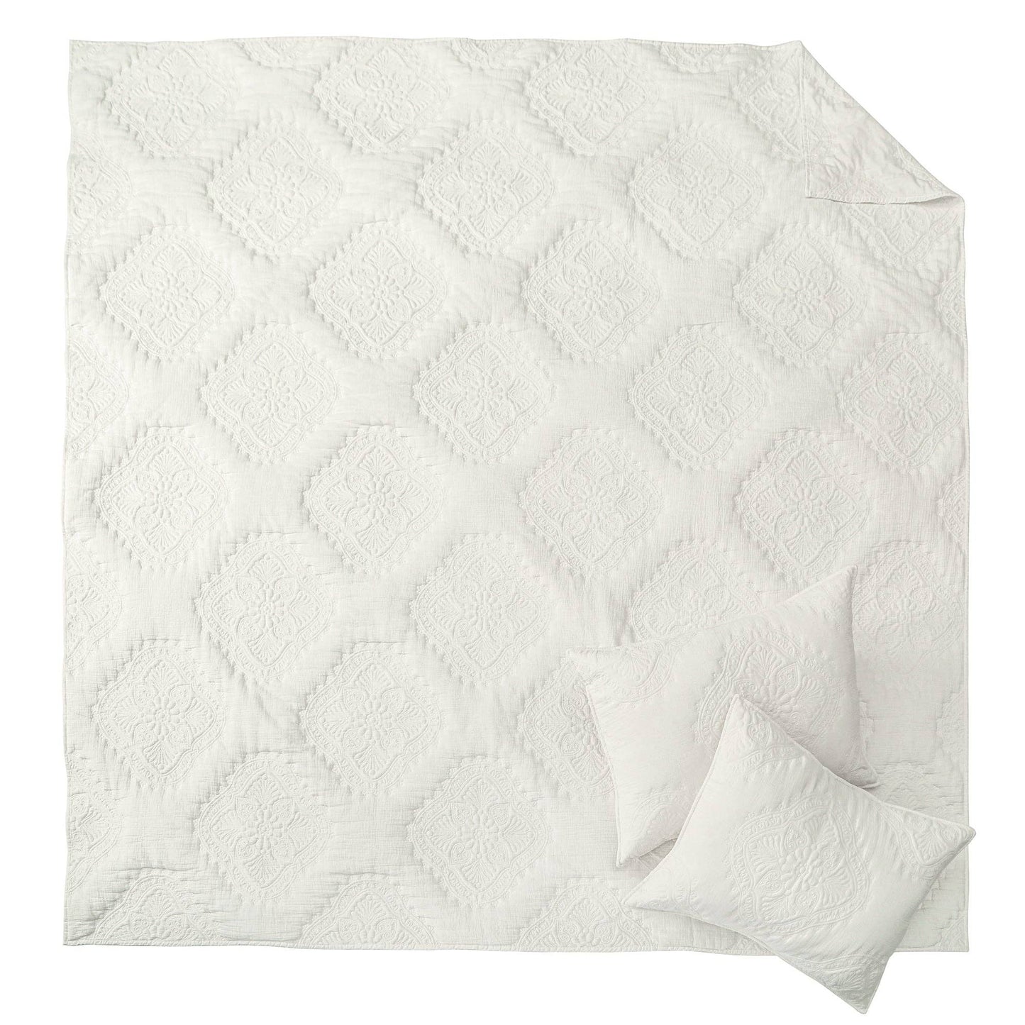 Muslin Stitch Quilt Set: White
