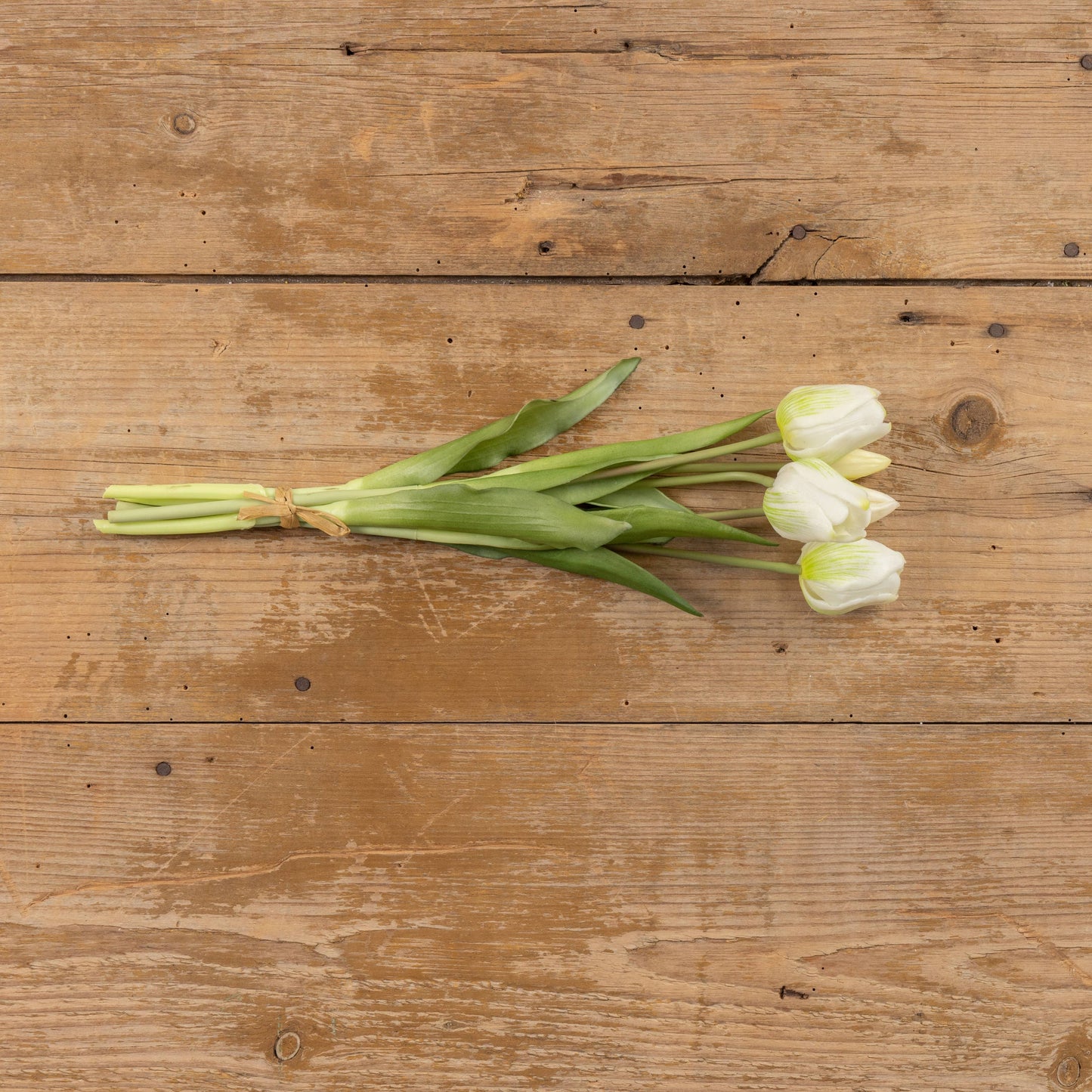 15.75" White Real Touch Tulips
