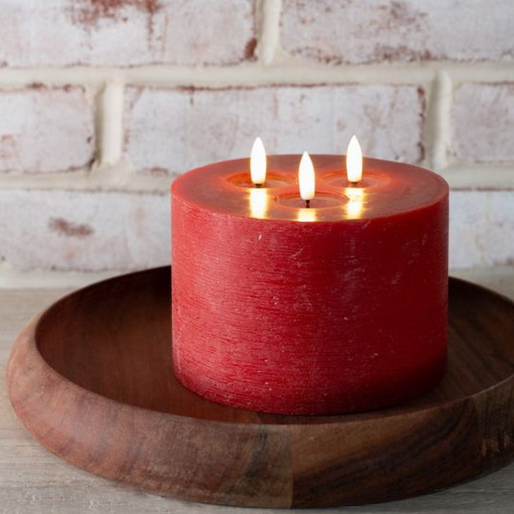 3 Wick Red LED Candle With Timer