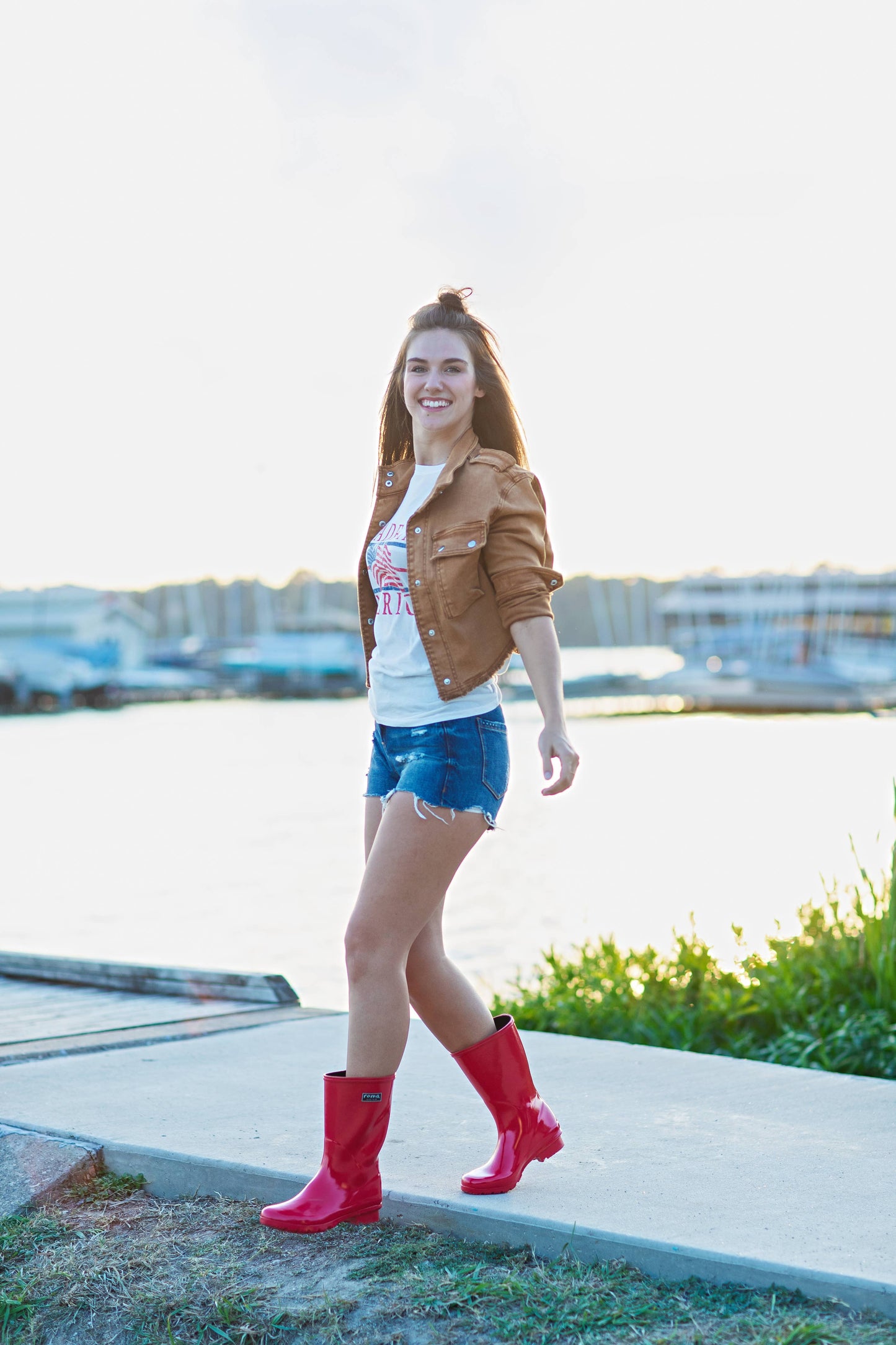 EMMA MID CALF RED WOMEN'S RAIN BOOTS