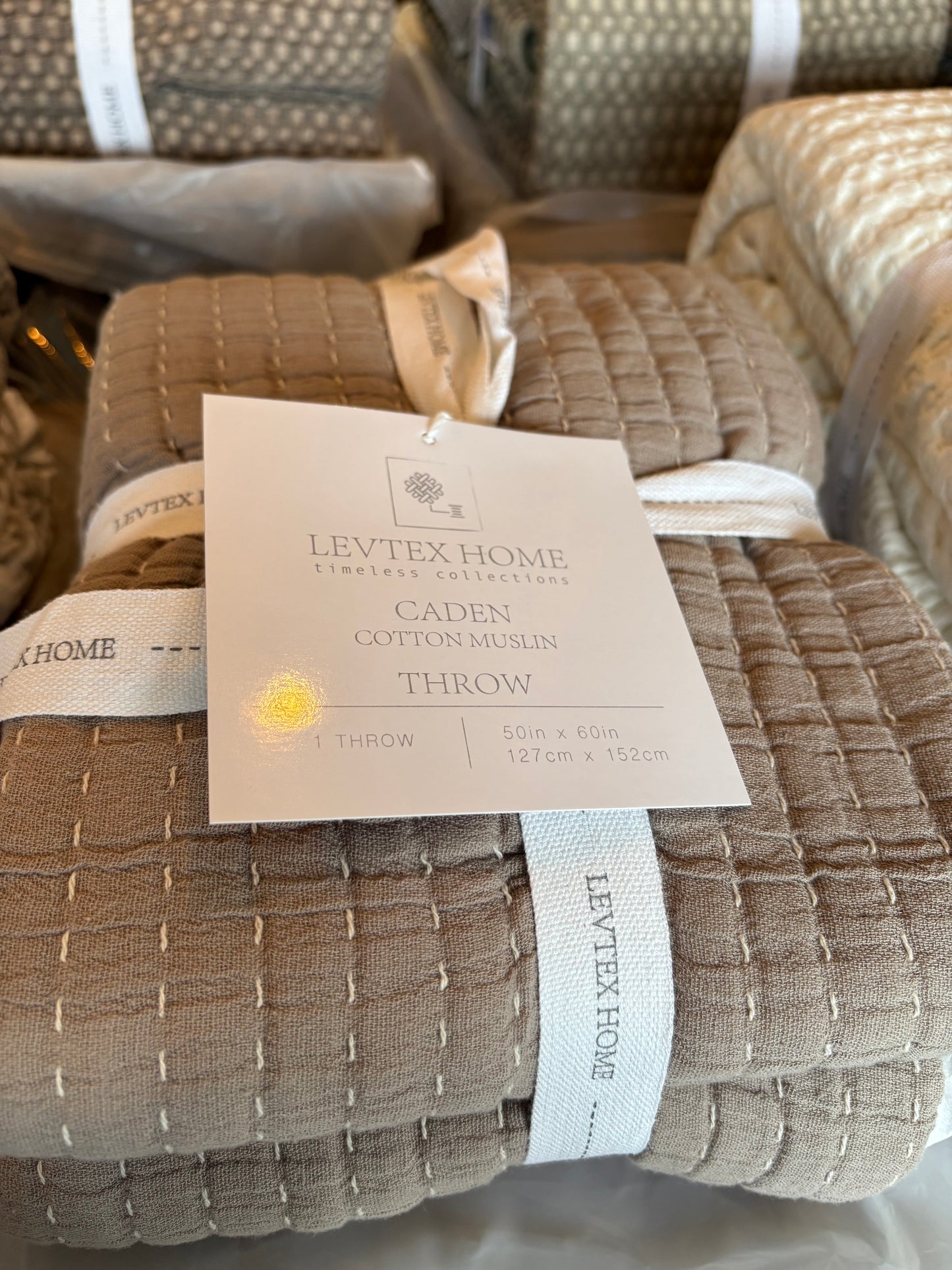 Caden Cotton Muslin Taupe Throw