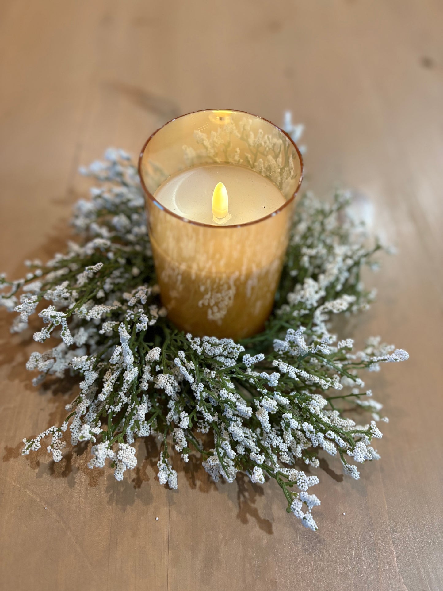 Faux Baby’s Breath Candle Ring