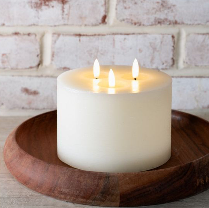 3 Wick White LED Candle With Timer