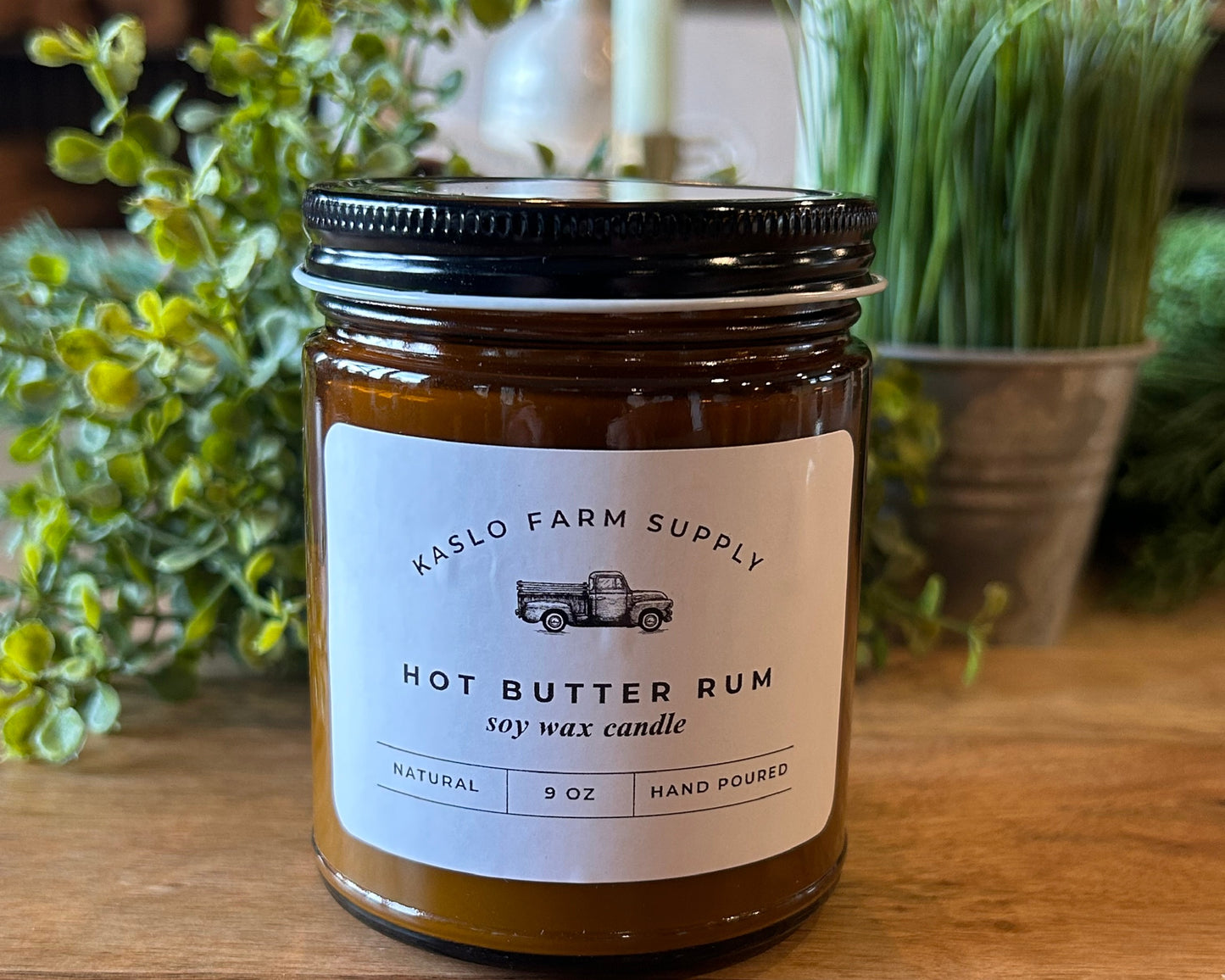 Hot Butter Rum Scented 100% Soy Wax Candle 9oz