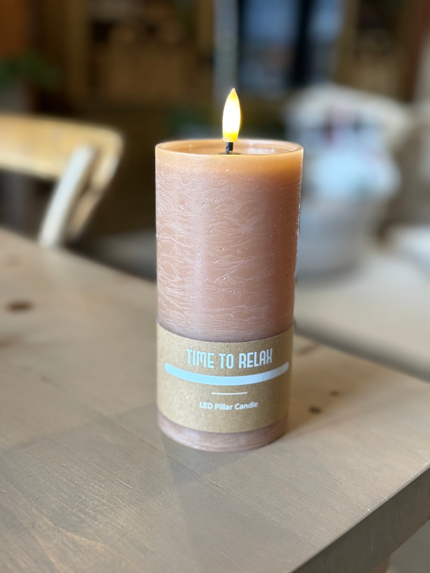 6" LED Candle With Timer - Brown