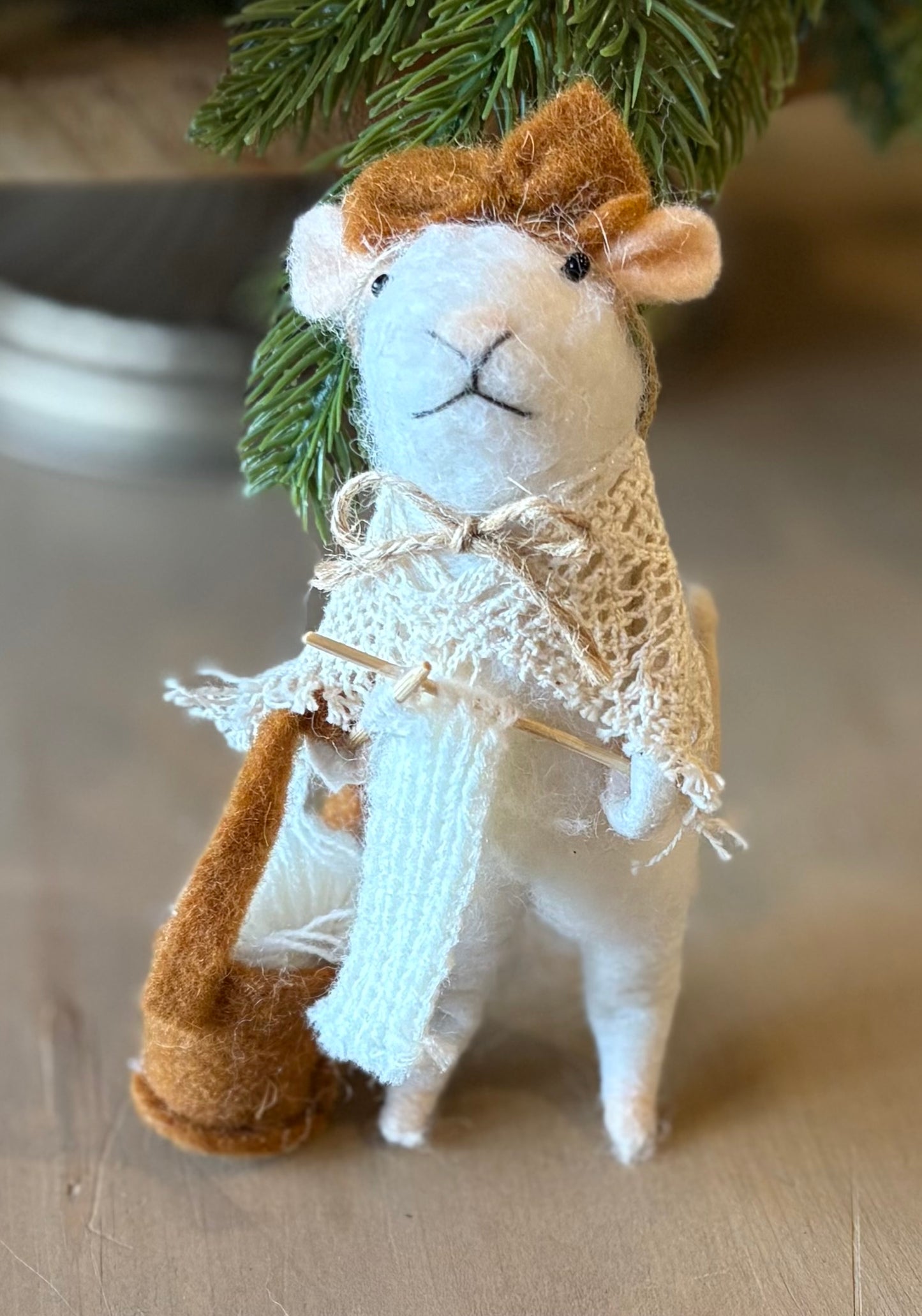 Knitting Mouse Ornament