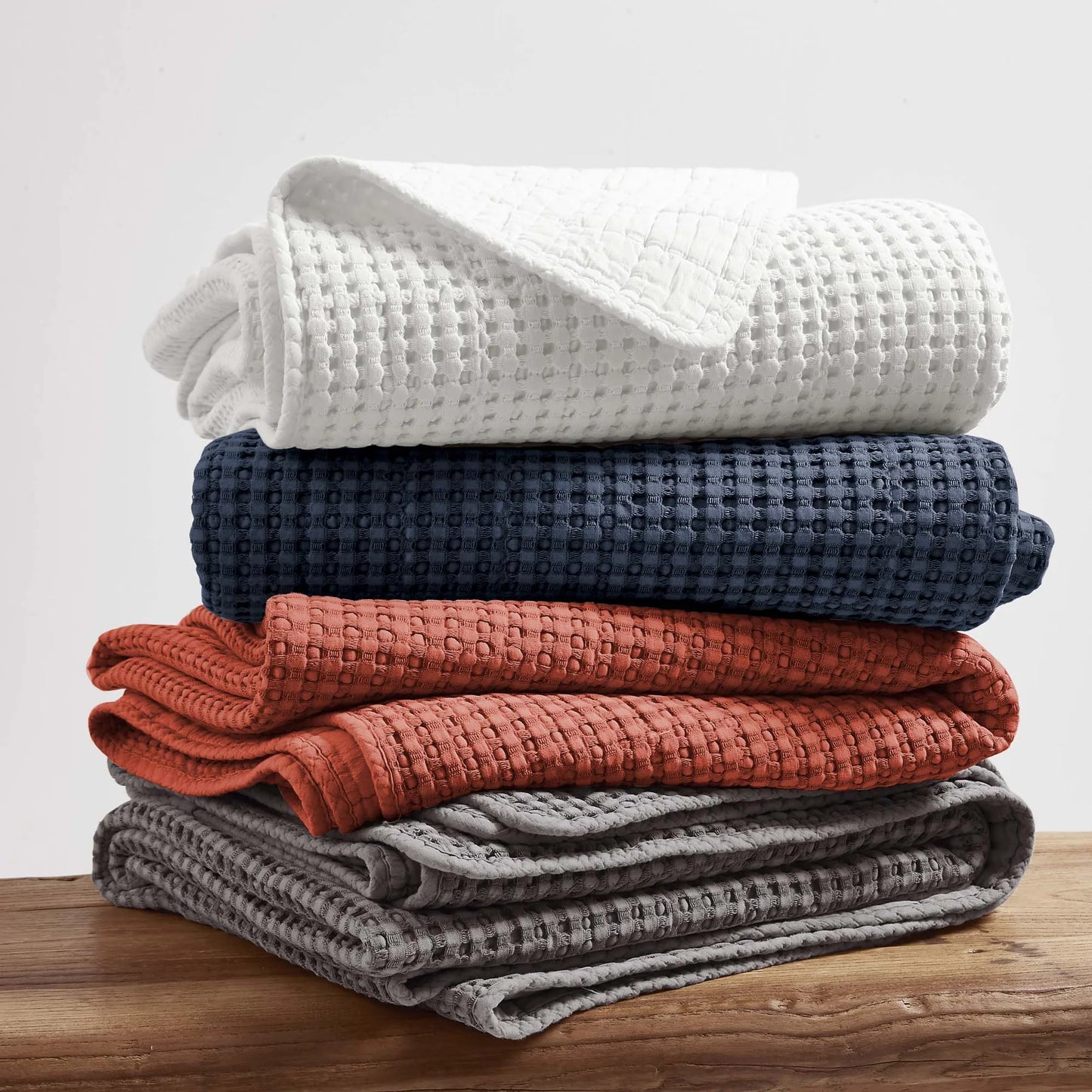 Mills Waffle Quilted Throw: Adobe