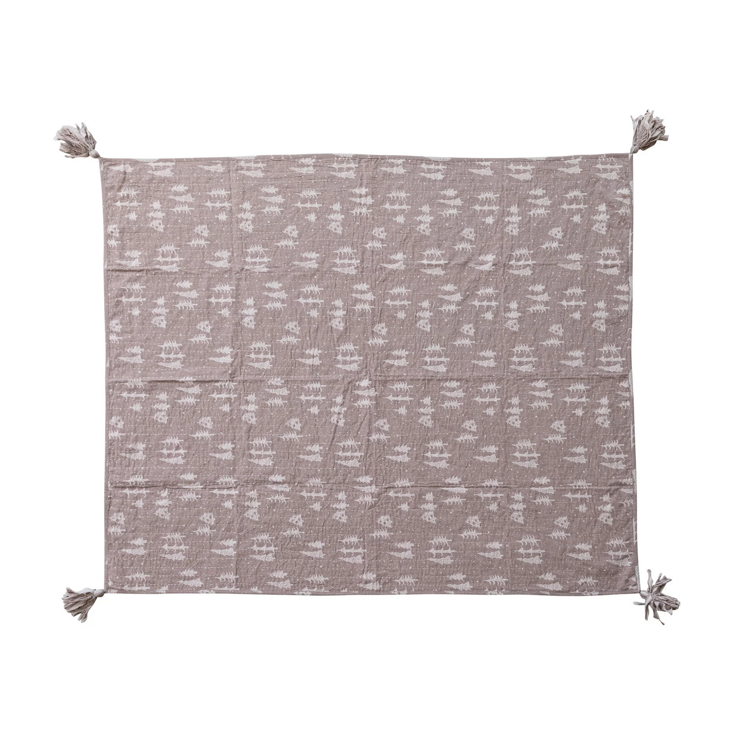 Stonewashed Voile Throw with Hand-Embroidered Kantha Stitch & Tassels