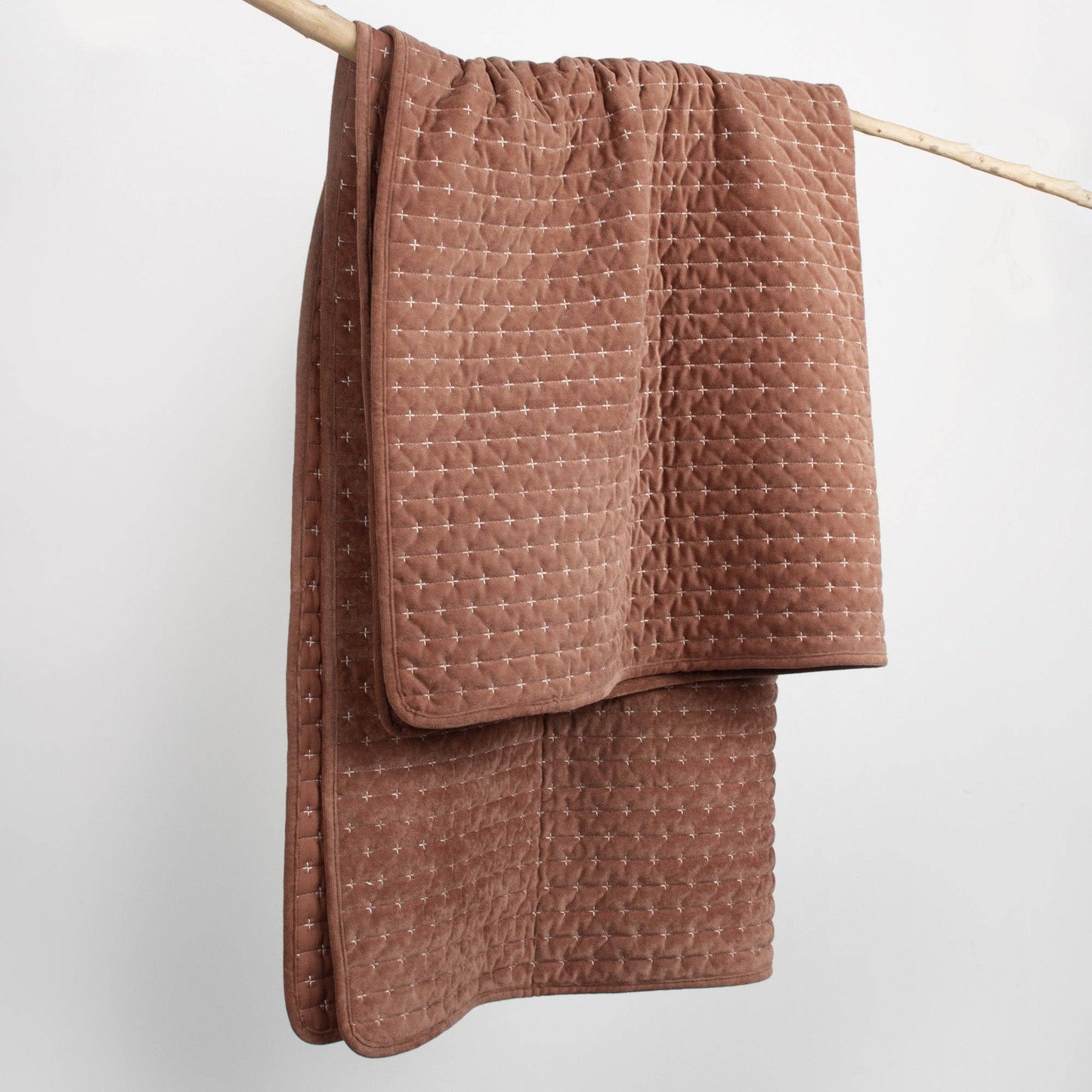 Velvet Stitch Quilted Throw: Rust