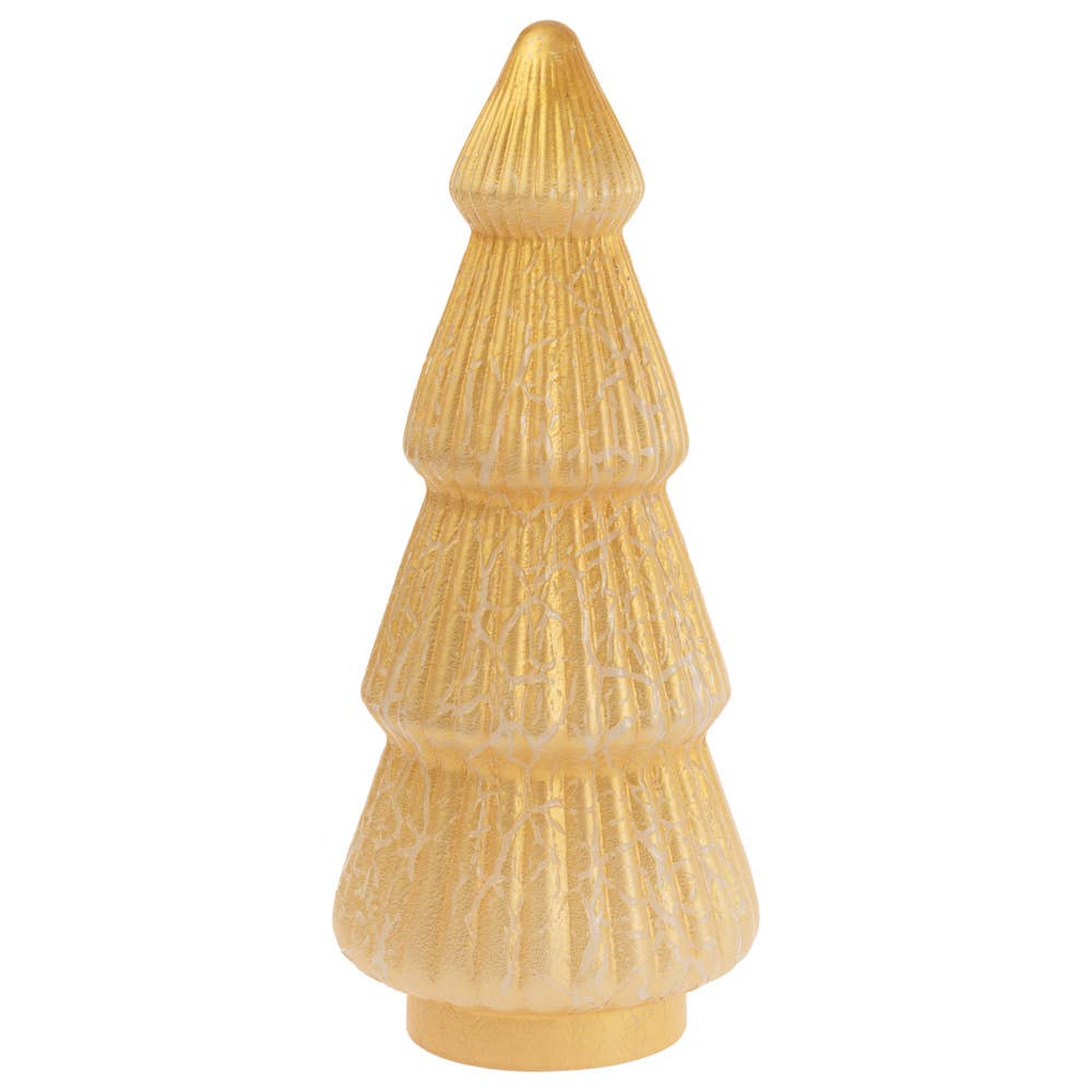 14" Tall Gold Shimmer Glass Tree Christmas Décor
