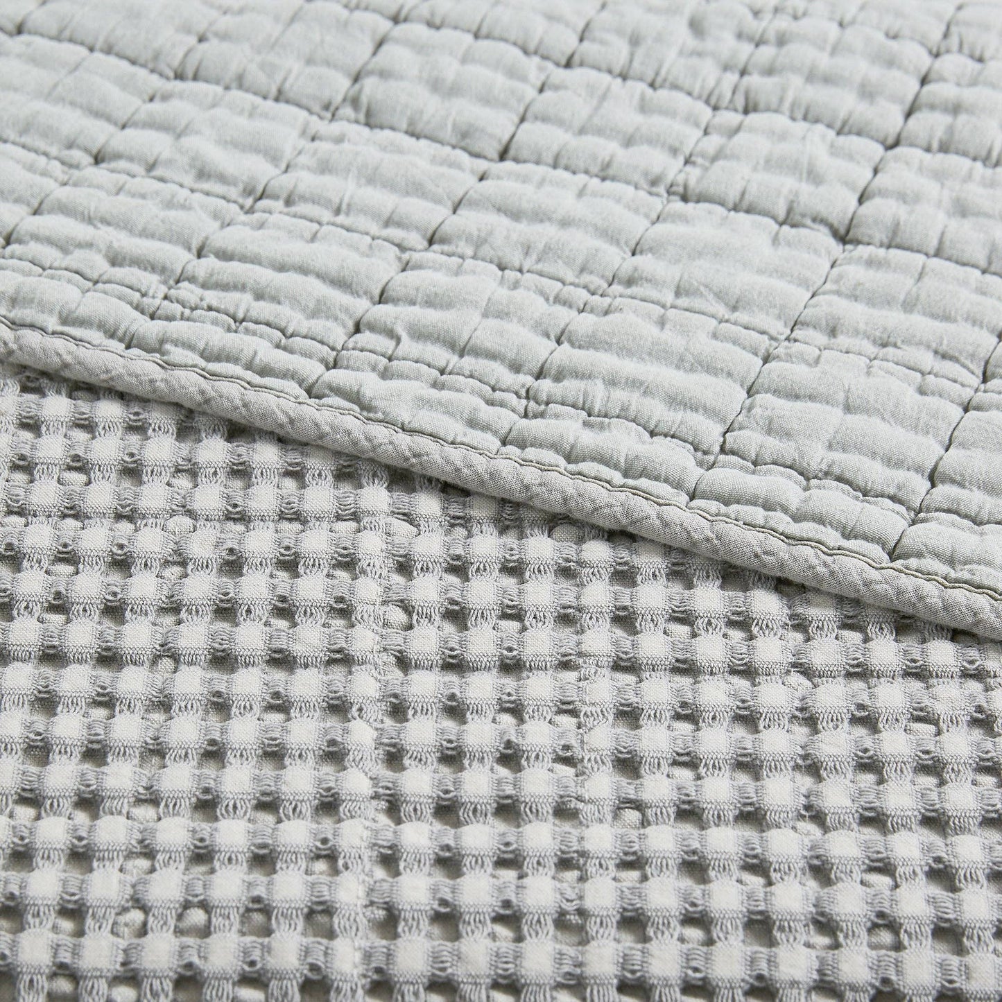 Mills Waffle Quilted Throw: Grey