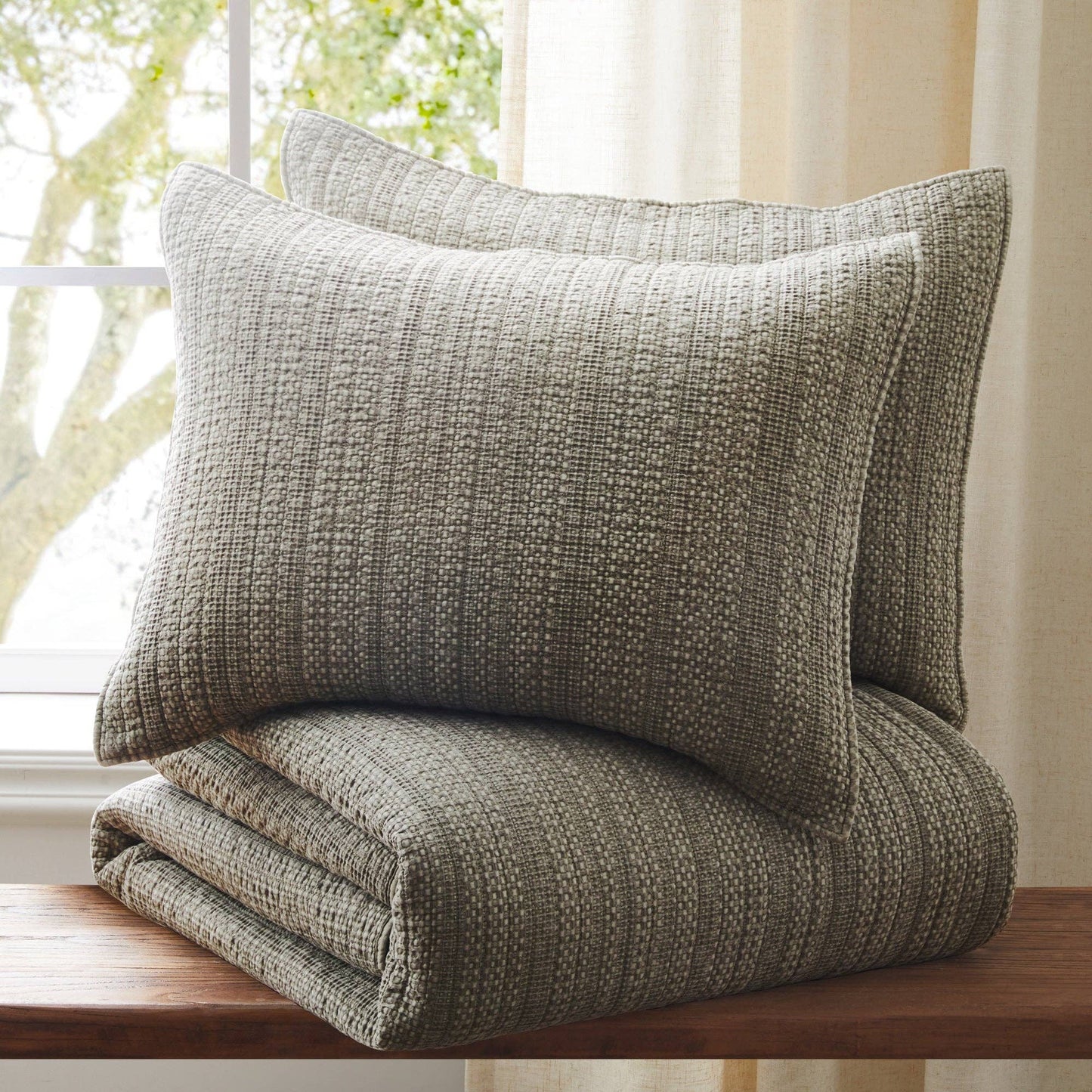 Loden Quilt Set: Taupe / Full/Queen