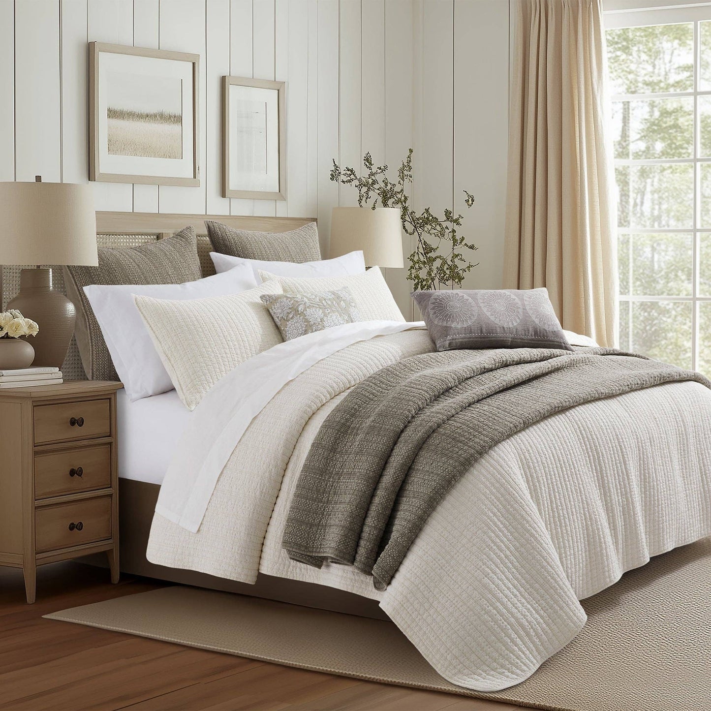 Loden Quilt Set: Taupe / Full/Queen