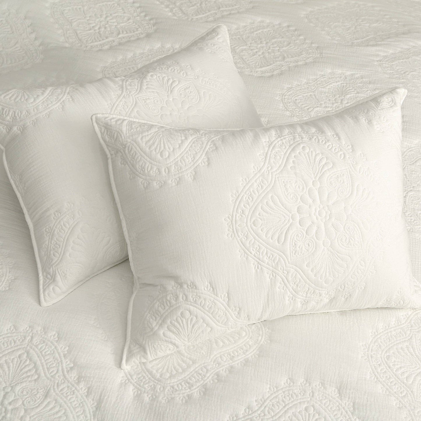 Muslin Stitch Quilt Set: White