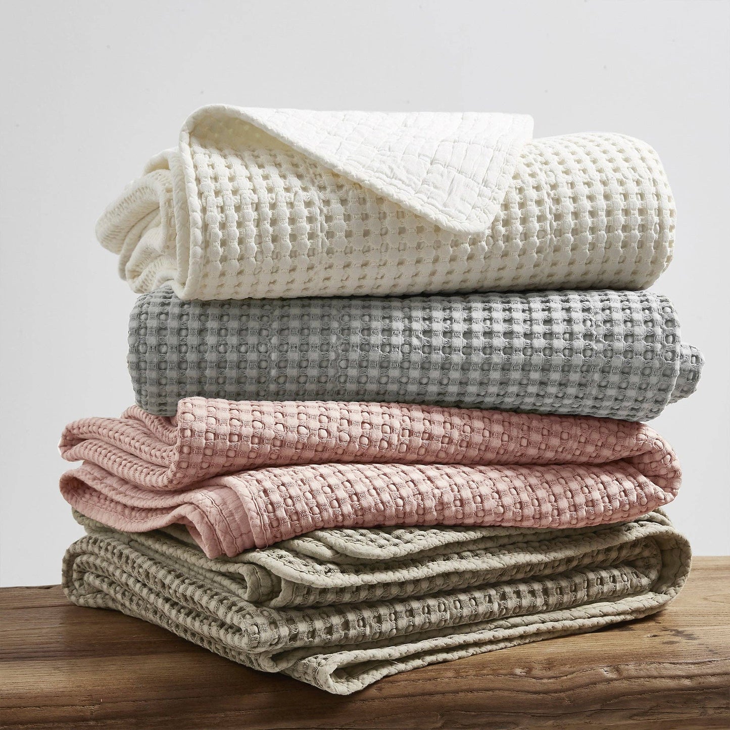 Mills Waffle Quilted Throw: Taupe