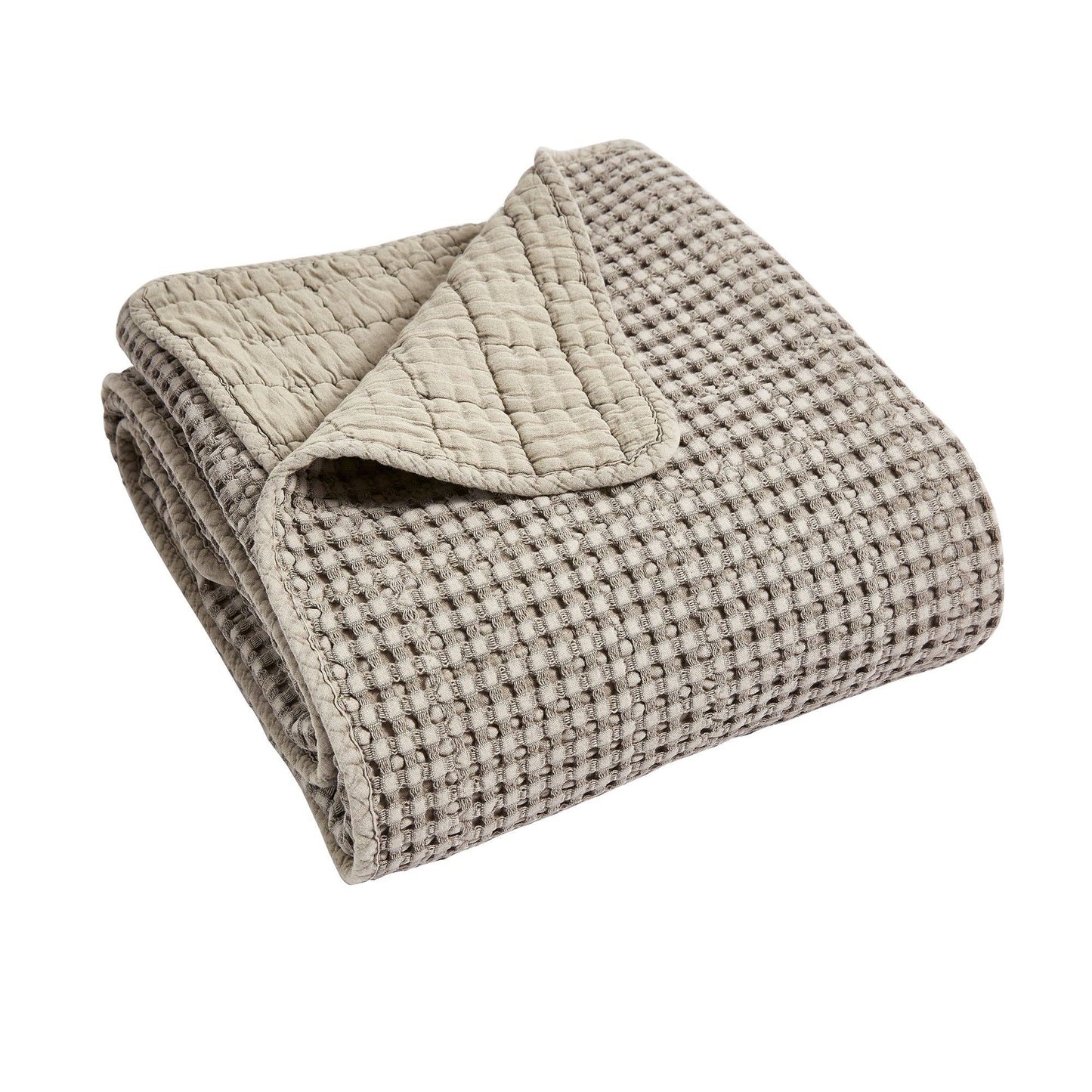Mills Waffle Quilted Throw: Taupe